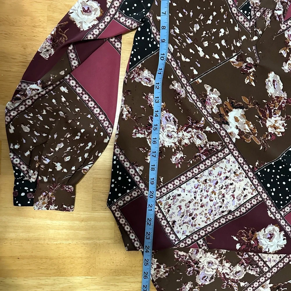 Maurice’s Floral Patchwork Long Sleeve Blouse Size XS - Picture 3 of 5